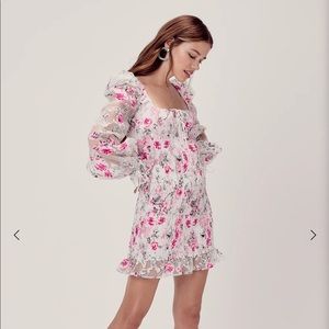 For Love & Lemons Lovell Smocked Mini Dress